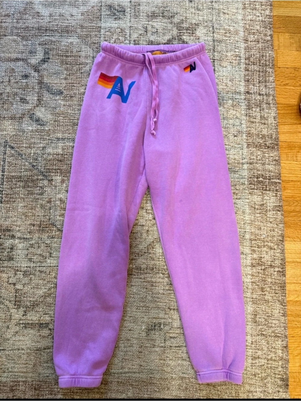 Aviator Nation Lilac Joggers with Rainbow AV Logos